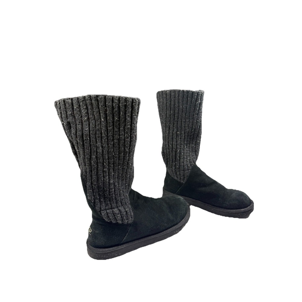 UGG Australia Cambridge Knit Black Gray Suede Buckle Boots Women's EU 42 US 11